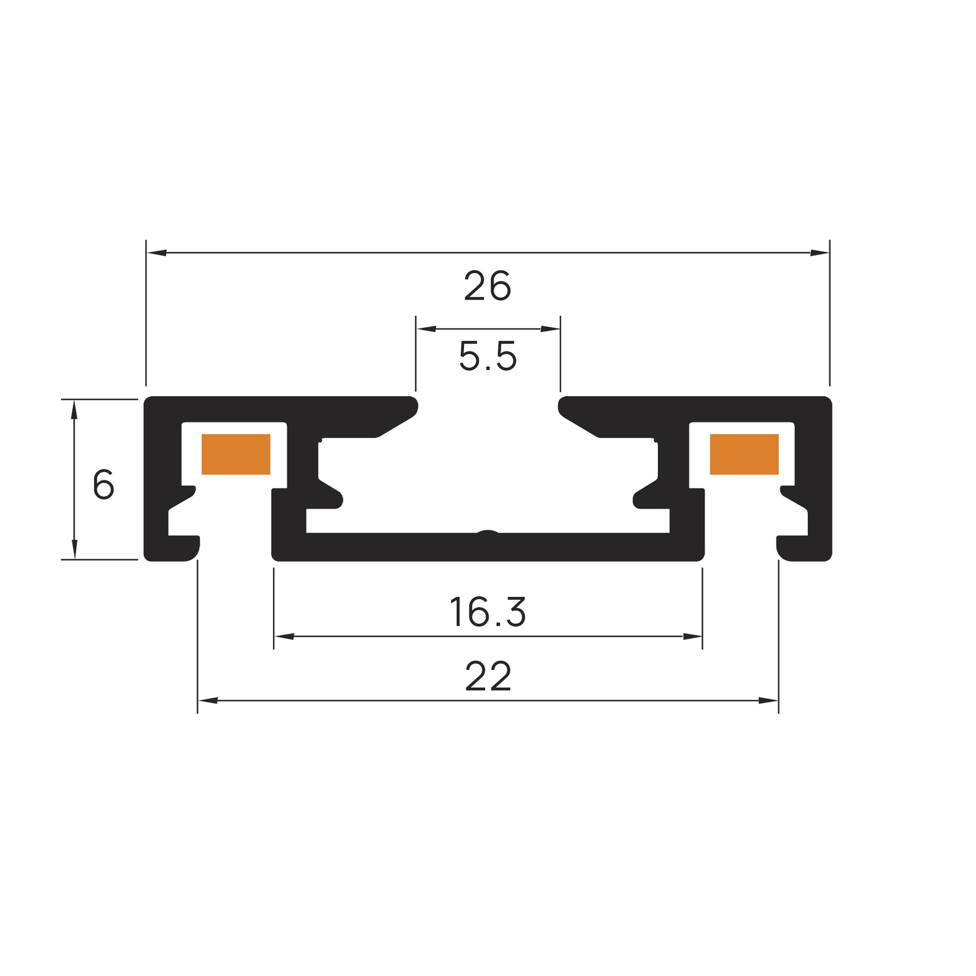 Шинопровод 1фаза накладной Ultra Thin 24/48В для магнитных треков Чёрный 2м SignImpress