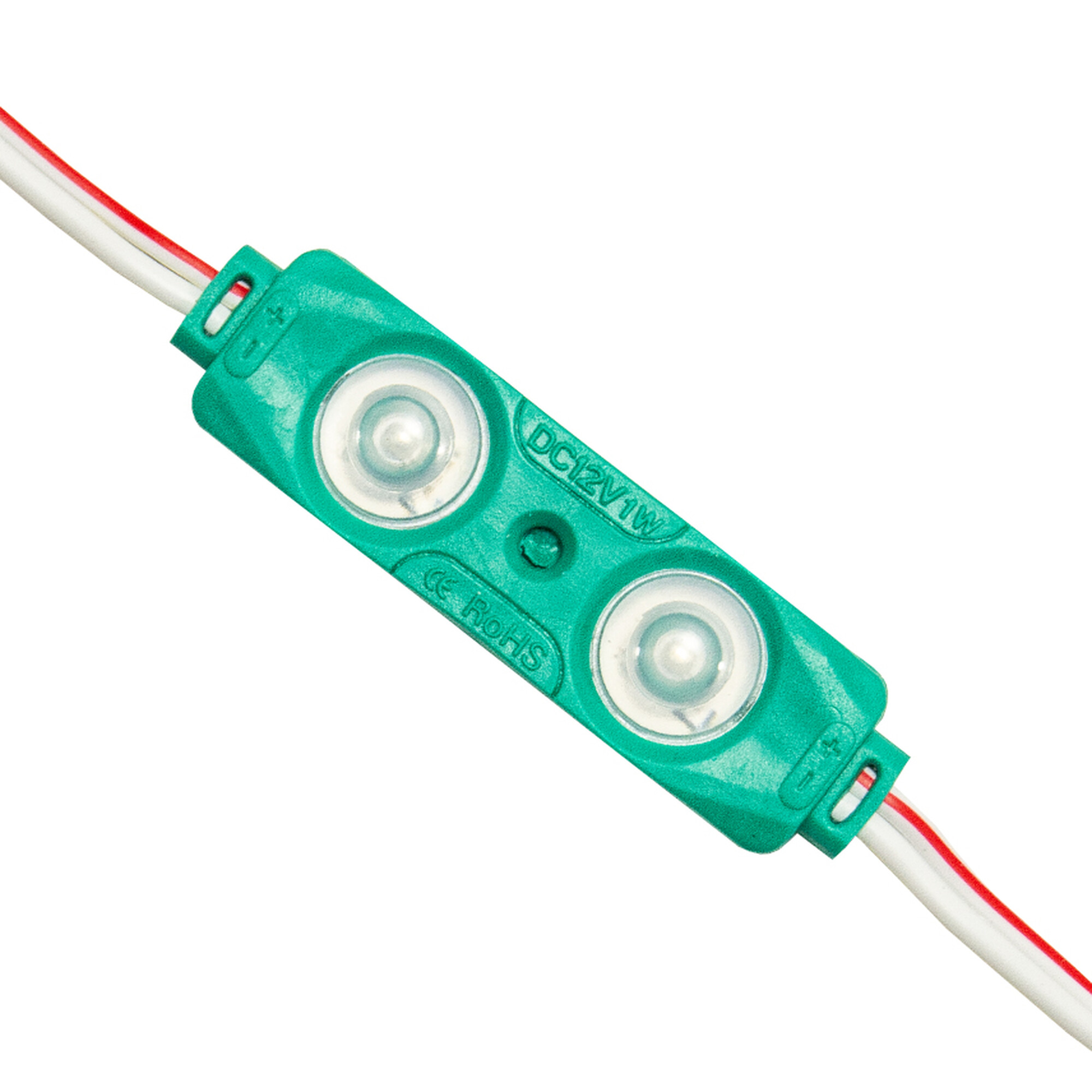 Модуль светодиодный 2 SMD 2835 1Вт 80Лм Зелёный (с линзой 160) -1шт. SignImpress