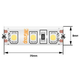 Лента светодиодная стандарт SMD2835 120LED/м 9,6Вт/м 12В IP66 Цвет:Зелёный (1метр) 3М SWG (распродажа)
